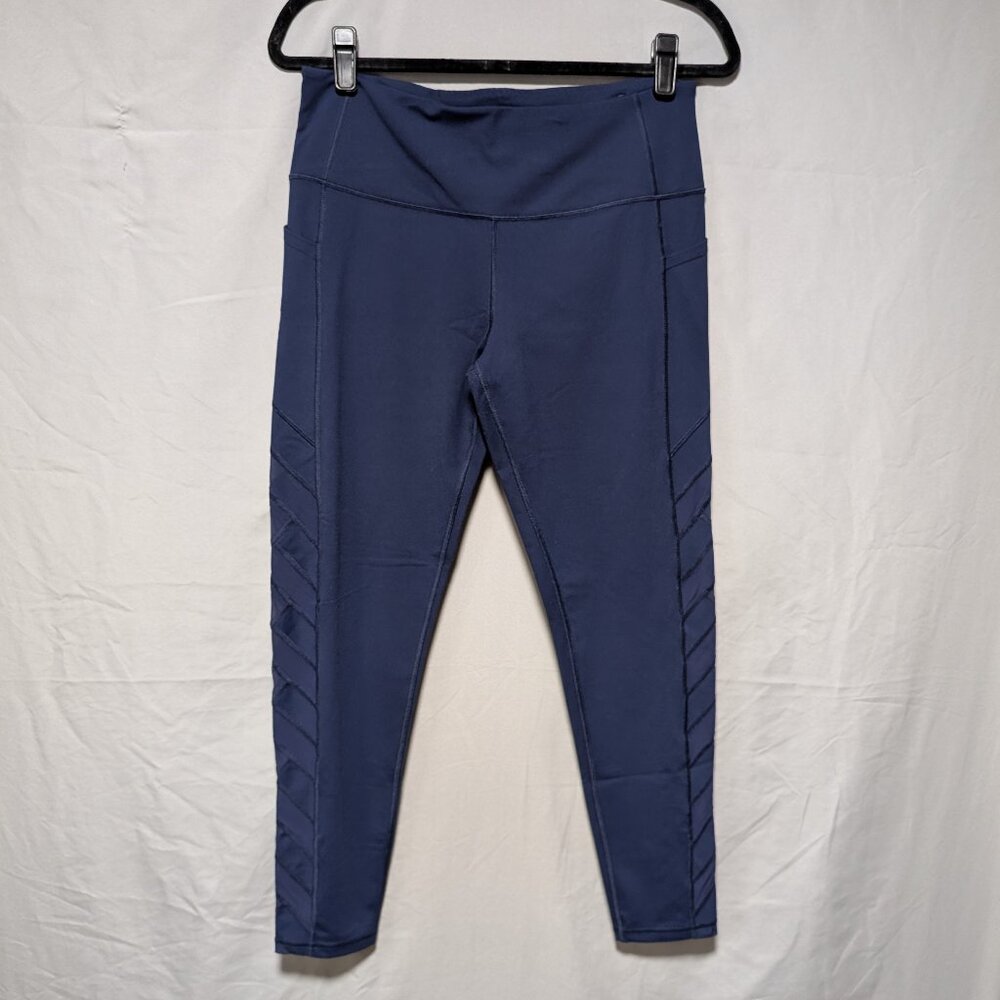 Victoria's Secret Sport Knockout Navy High Rise Leggings Chevron Mesh Large